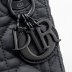 DIOR MINI LADY DIOR CANNAGE CALFSKIN BLACK WITH BLACK HARDWARE