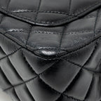 Chanel Letter Detailed Top Handle Flap Bag Lambskin Black GHW (Microchip)