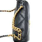 CHANEL SMALL 19 BAG LAMBSKIN BLACK MULTICOLOUR HARDWARE (MICROCHIP)