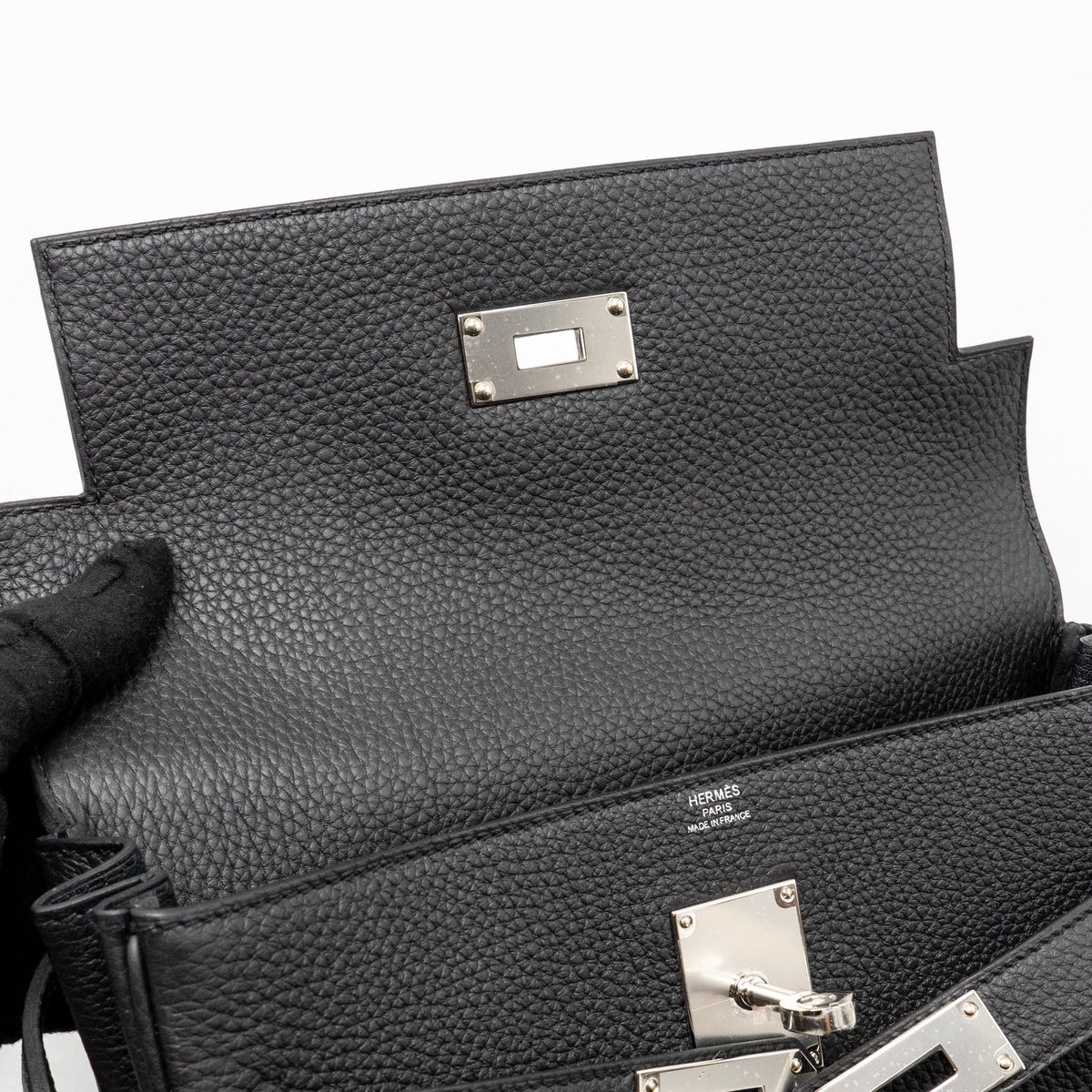 Hermes Kelly Messenger PM Bag Togo Black SHW
