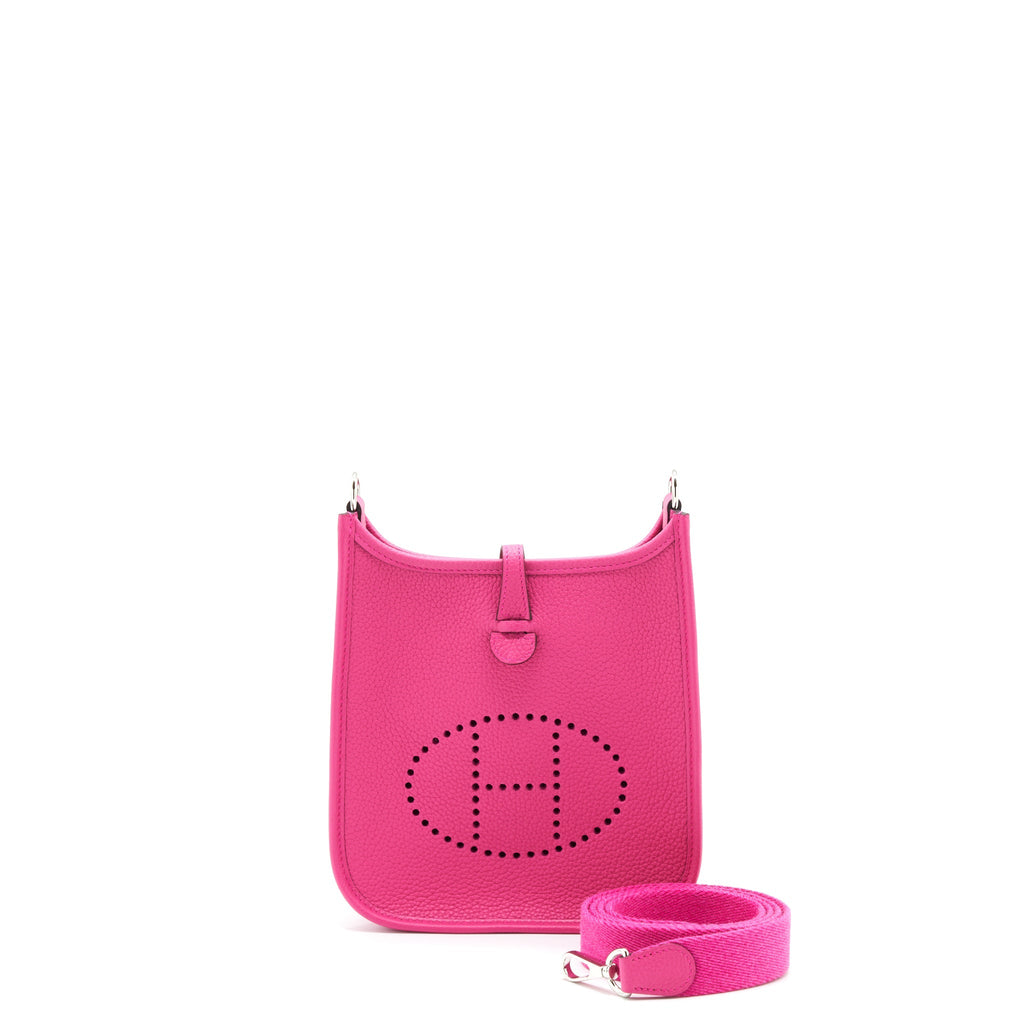 Hermes Mini Evelyne Clemence Rose Shocking SHW