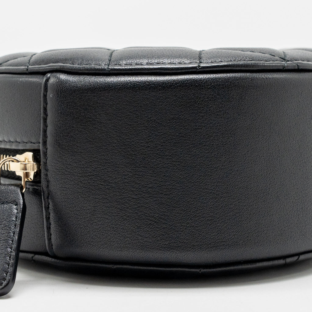 Chanel Round Clutch With Pearl Chain Lambskin Black GHW