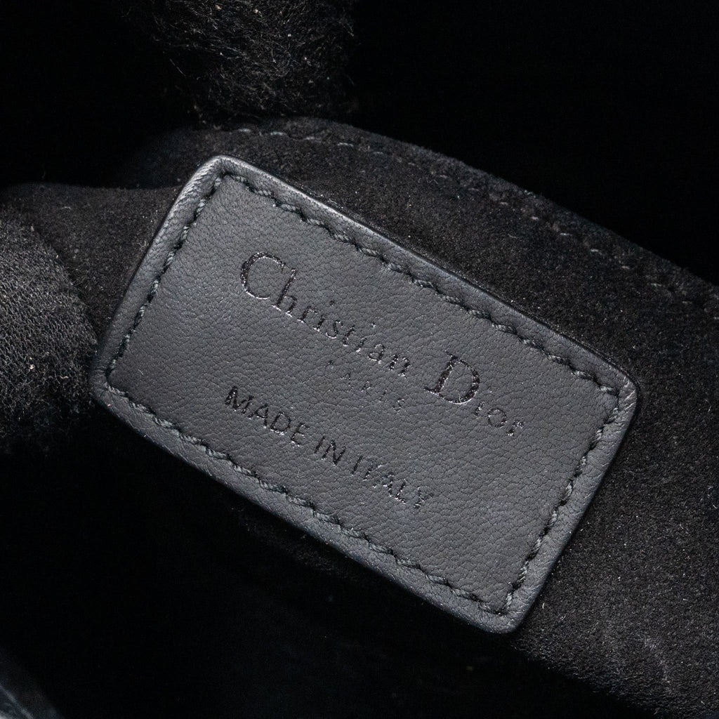 DIOR MINI LADY DIOR CANNAGE CALFSKIN BLACK WITH BLACK HARDWARE
