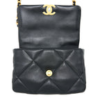 CHANEL SMALL 19 BAG LAMBSKIN BLACK MULTICOLOUR HARDWARE (MICROCHIP)