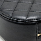 Chanel Round Clutch With Pearl Chain Lambskin Black GHW