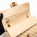 CHANEL MEDIUM DOUBLE FLAP BAG LAMBSKIN BEIGE GHW