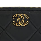 CHANEL 19 SMALL POUCH GOATSKIN BLACK GHW