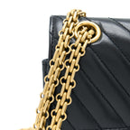 CHANEL 2.55 REISSUE MINI CHEVRON FLAP BAG AGED CALFSKIN  BLACK GHW