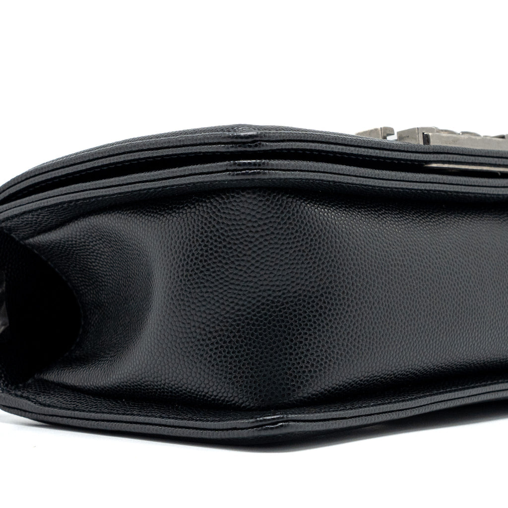 CHANEL SMALL BOY BAG CAVIAR BLACK RUTHENIUM HARDWARE (MICROCHIP)