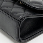 CHANEL MINI TRENDY CC CLUTCH WITH CHAIN LAMBSKIN BLACK LGHW