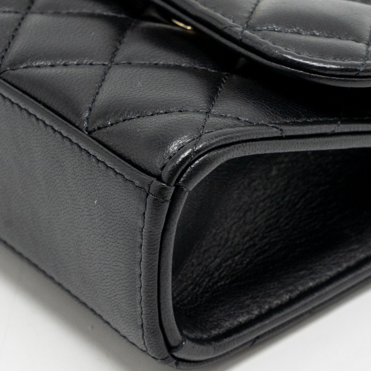 CHANEL MINI TRENDY CC CLUTCH WITH CHAIN LAMBSKIN BLACK LGHW
