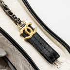 CHANEL SMALL GABRIELLE HOBO BAG AGED CALFSKIN WHITE/BLACK MULTICOLOUR HARDWARE