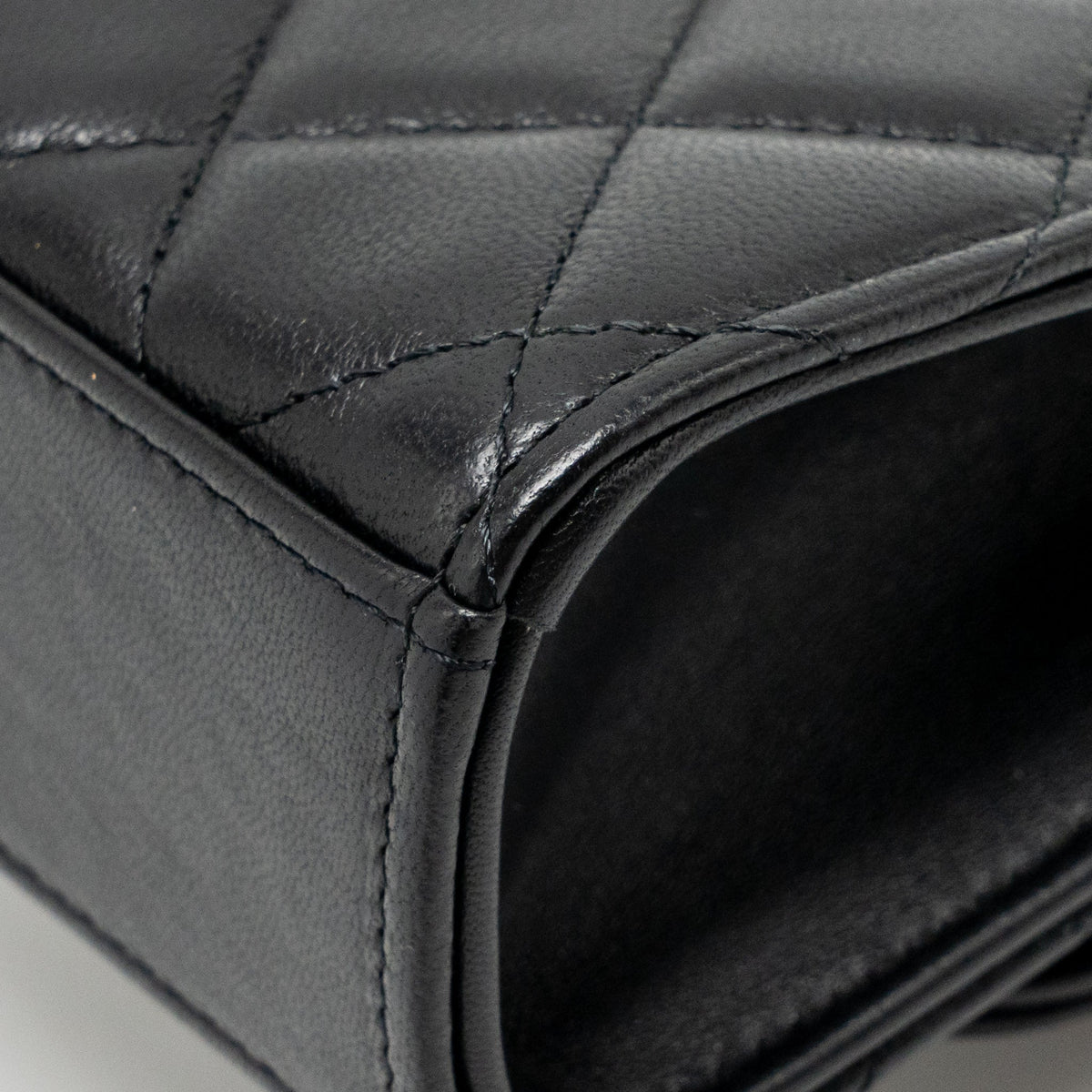 CHANEL MINI TRENDY CC CLUTCH WITH CHAIN LAMBSKIN BLACK LGHW