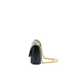 CHANEL SMALL 2.55 225 REISSUE FLAP BAG AGED CALFSKIN BLACK BRUSHED GHW