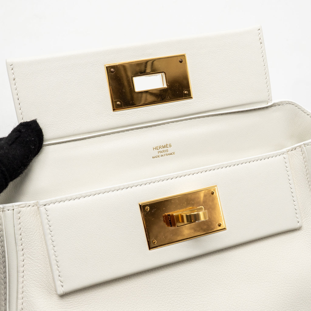 Hermes Mini 24/24 2424-21 Bag Evercolor/Swift Blanc GHW