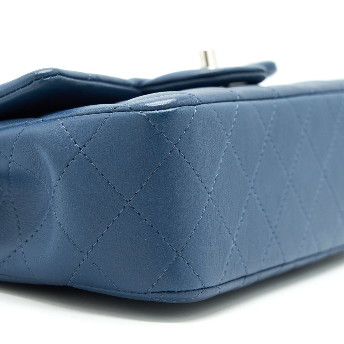 CHANEL MINI RECTANGULAR FLAP BAG LAMBSKIN NAVY BLUE SHW