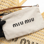 Miu Miu Ivy Bag Raffia-effect/Linen Natural