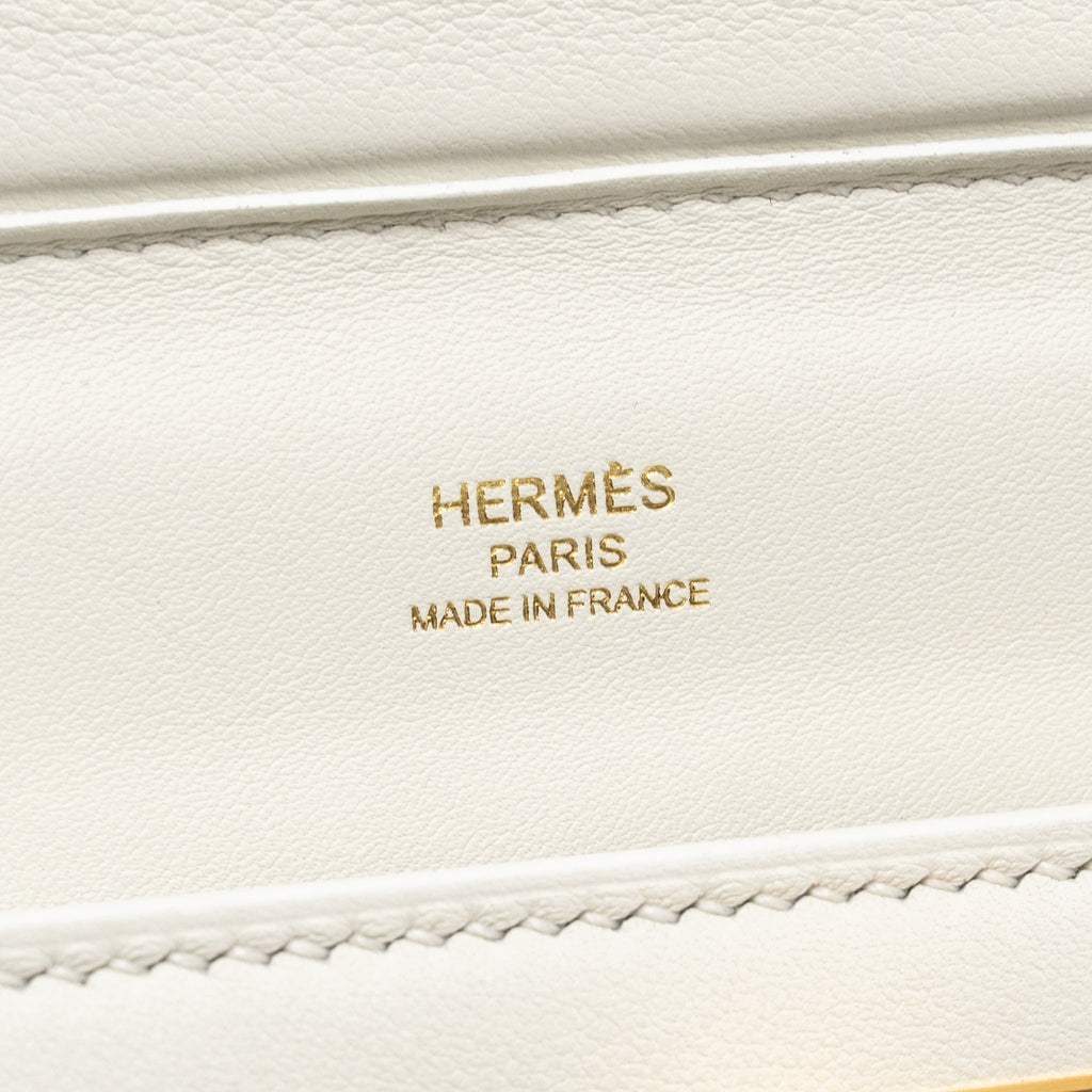 Hermes Mini 24/24 2424-21 Bag Evercolor/Swift Blanc GHW
