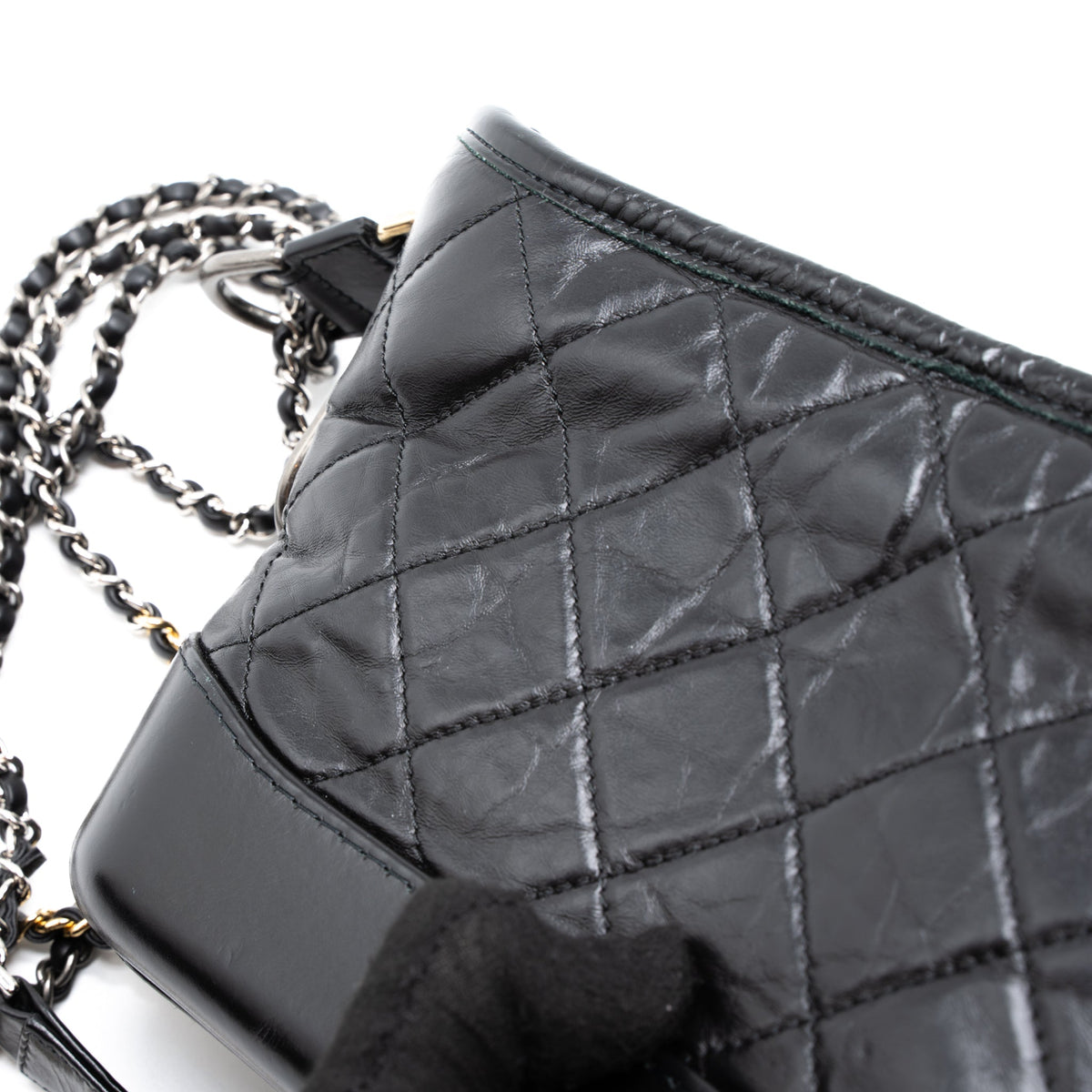 CHANEL SMALL GABRIELLE HOBO BAG AGED CALFSKIN BLACK MULTICOLOUR HARDWARE