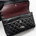 CHANEL SMALL 2.55 REISSUE FLAP BAG AGED CALFSKIN BLACK SHW