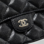 CHANEL DOUBLE POCKET WALLET ON CHAIN CAVIAR BLACK LGHW(MICROCHIP)