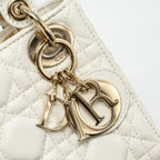 DIOR MINI LADY DIOR LAMBSKIN WHITE LGHW