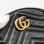 GUCCI GG MARMONT ROUND CROSSBODY BAG CALFSKIN BLACK GHW