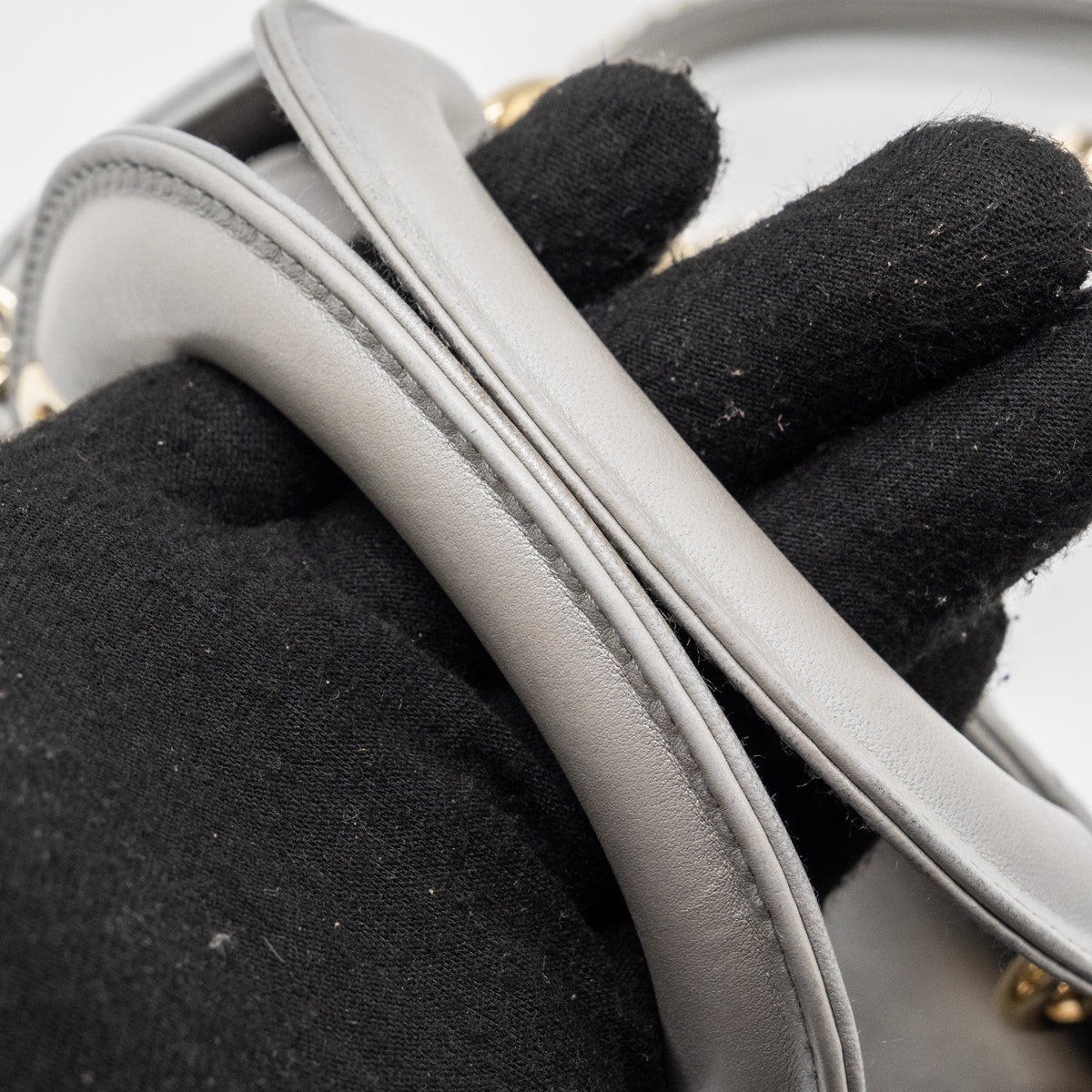 DIOR MINI LADY DIOR LAMBSKIN LIGHT GREY LGHW
