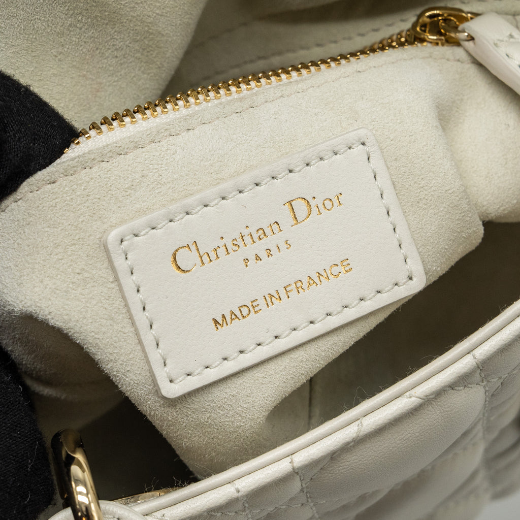 DIOR MINI LADY DIOR LAMBSKIN WHITE LGHW