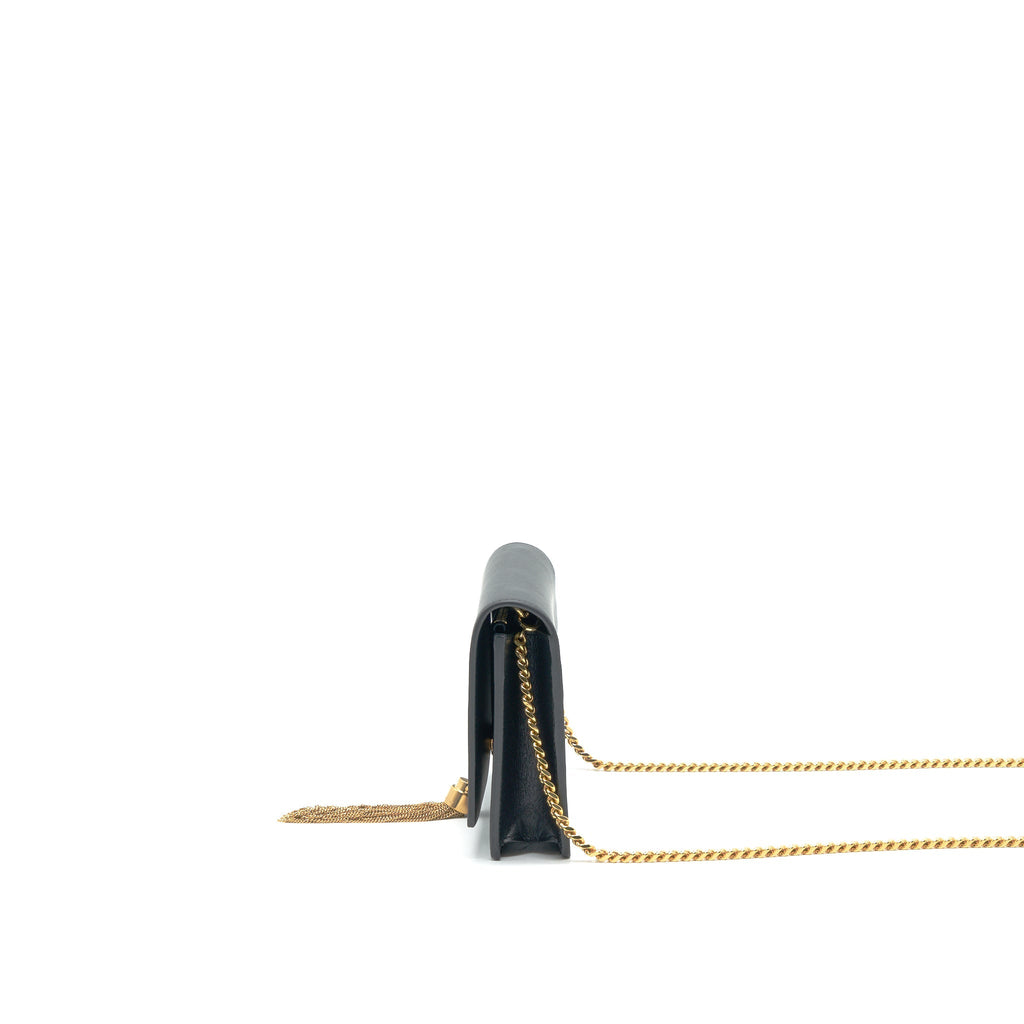Saint Lauren Kate wallet on chain with Tassel black GHW