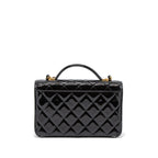 CHANEL 22K TOP HANDLE MESSENGER BAG PATENT LEATHER BLACK BRUSHED GHW (MICROCHIP)