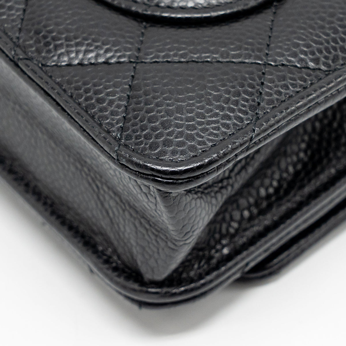 CHANEL CLASSIC WALLET ON CHAIN CAVIAR BLACK GHW (MICROCHIP)