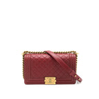 CHANEL MEDIUM BOY BAG LAMBSKIN BURGUNDY GHW
