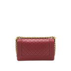 CHANEL MEDIUM BOY BAG LAMBSKIN BURGUNDY GHW