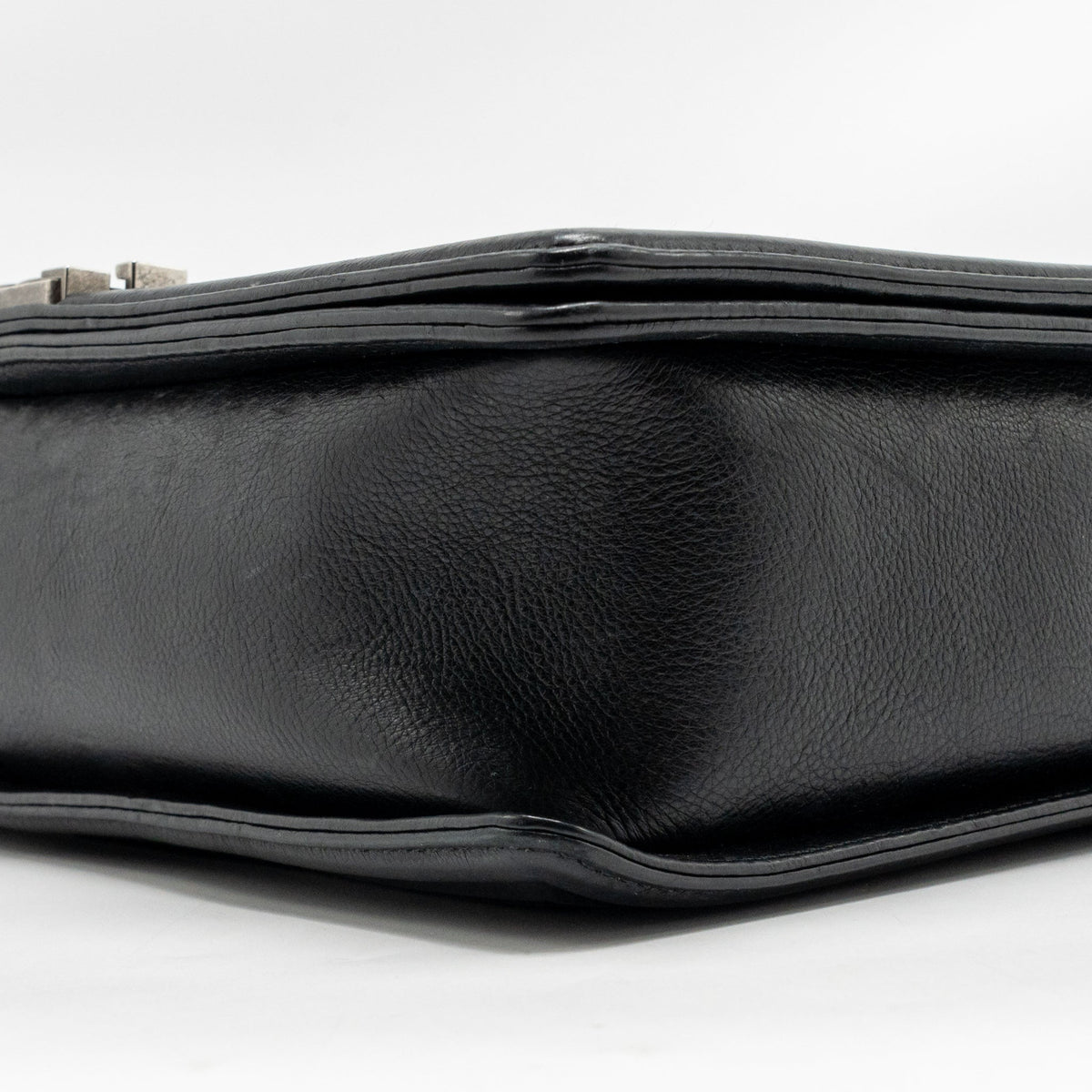 Chanel large boy bag quilted calfskin black ruthenium silver hardware