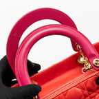 DIOR MEDIUM LADY DIOR LAMBSKIN DARK PINK/PURPLE LGHW