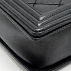 Chanel large boy bag quilted calfskin black ruthenium silver hardware