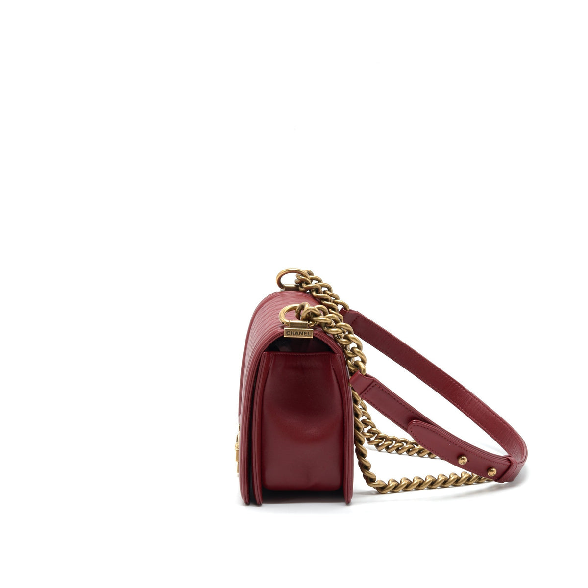CHANEL MEDIUM BOY BAG LAMBSKIN BURGUNDY GHW