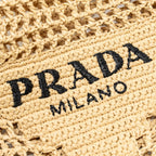 PRADA CROCHET TOTE BAG RAFFIA NATURAL