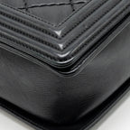 Chanel large boy bag quilted calfskin black ruthenium silver hardware