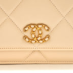 CHANEL 19 WALLET ON CHAIN LAMBSKIN BEIGE GHW