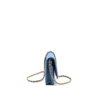 CHANEL 22C PEARL CRUSH  WALLET ON CHAIN DENIM GHW