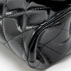 Chanel timeless flap clutch with chain patent black SHW