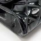 Chanel timeless flap clutch with chain patent black SHW