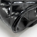 Chanel timeless flap clutch with chain patent black SHW