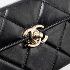 CHANEL 23K TOP HANDLE VANITY BAG SHINY CALFSKIN BLACK GHW (MICROCHIP)