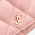 CHANEL CLASSIC WALLET ON CHAIN CAVIAR PINK LGHW (MICROCHIP)