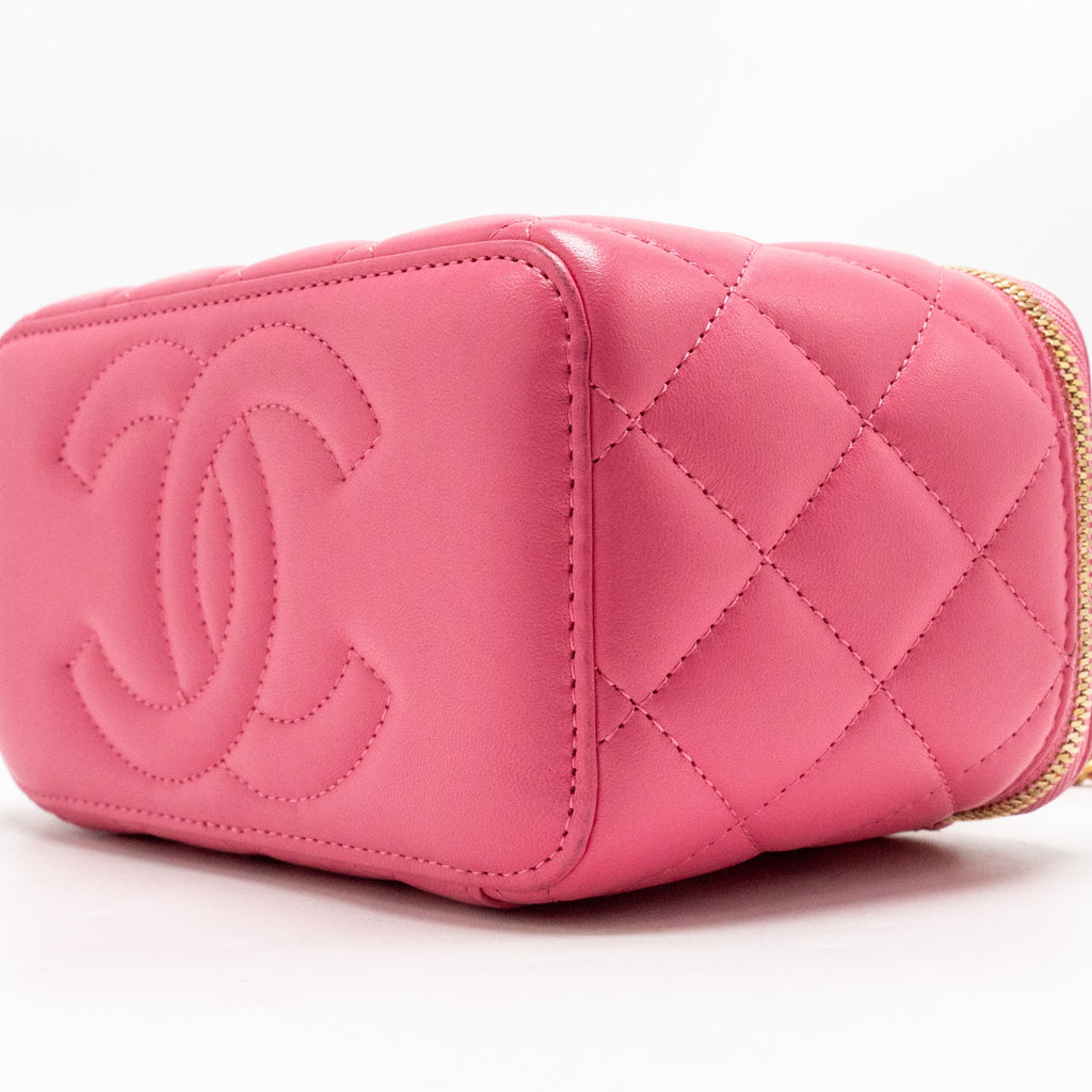 Chanel Long Vanity Case with COCO LOVE DETAILED CHAIN Lambskin Pink GHW (Microchip)
