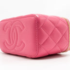 Chanel Long Vanity Case with COCO LOVE DETAILED CHAIN Lambskin Pink GHW (Microchip)