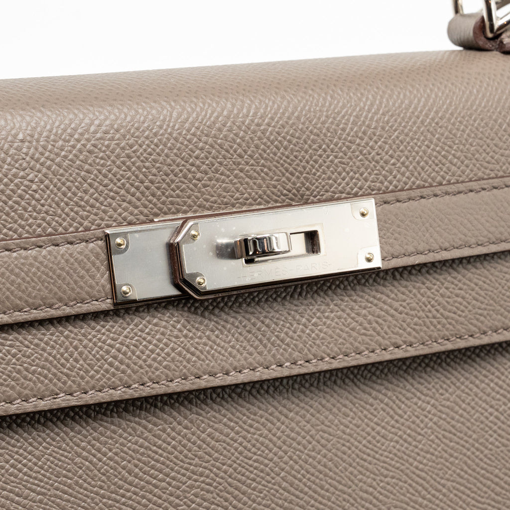 Hermes Kelly 28 Epsom 8F Gris Etain SHW